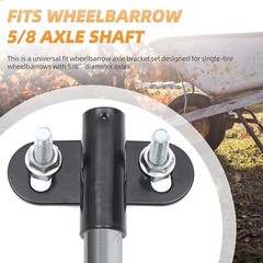 (1 Set) Heavy-Duty Wheelbarrow Axle 10 x 0.63” Axle+Brackets, Black,Silver