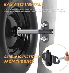 (1 Set) Heavy-Duty Wheelbarrow Axle 10 x 0.63” Axle+Brackets, Black,Silver