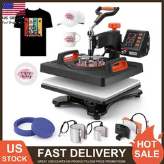 6 in 1 Heat Press Machine Sublimation Printing 12″x15″ For T-Shirt Mug Hat Plate