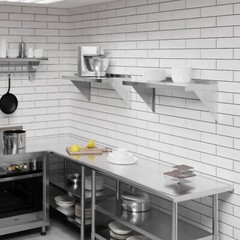 14 in. x 30 in. Stainless Steel Wall Shelf With Squared Edge