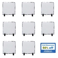 US Stock 7.87in Matte Sublimation Square Photo Slate Rock Plaque Blanks w/ Stand