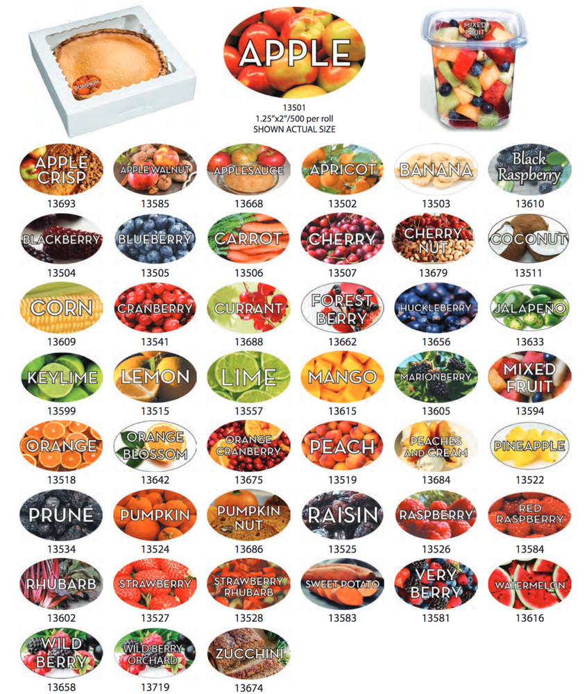 Food Flavor Labels 1.25″ x 2″ 500 labels per roll Stickers- Large Variety to Buy