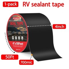 4″ x 50Ft 1-Pack Black RV Sealant Tape,Waterproof Commercial Roof Tape for Wa