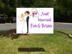 Wedding Marriage Just Married Hearts Custom Plastic Yard Sign /FREE Stakes