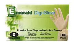 Emerald Digi-Gloves, Powder Free Disposable Latex Gloves (Small) 1 case