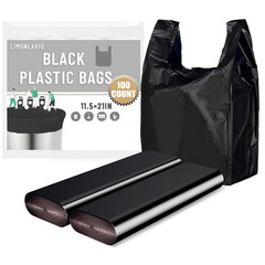 Black Plastic Grocery Bags, 100 Pack, 11.5’X 6.5″ X 21′, 22 Pound