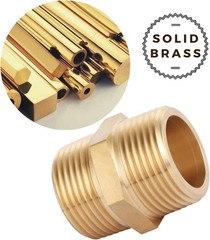 2 Pcs 1×1 Inch NPT Male Hex Nipple Straight Adapters Brass Pipe Fittings