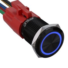 16mm Latching Push Button Switch 12V DC On Off Black Shell with LED Angel Eye
