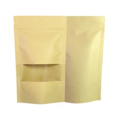 Variety of Sizes Brown Kraft Paper Resealable Stand Up Bags w/Window (100/Pack)