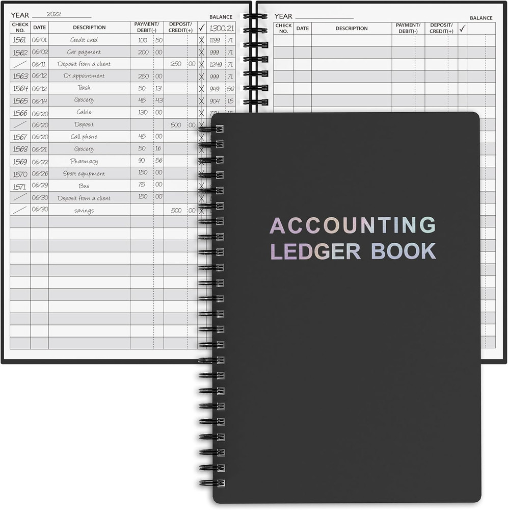 Accounting Ledger Book – A5 Check Register for Small Businesses & Personal Use