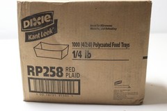 1000x Lot (1 Case) Dixie Kant Leek 1/4lb Paper Cardboard Food Tray