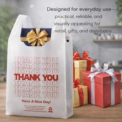 YoYoRain 1000 Pack White Thank You T-Shirt Bags with Handles, 11x6x21 Plastic