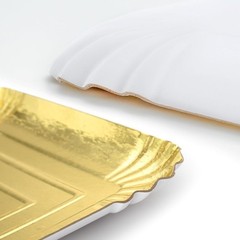 10 PCS Gold Rectangle Trays, Heavy Duty Disposable Paper Cardboard for Platters,