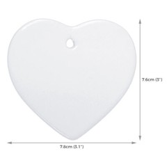 100PCS 3in Heart Sublimation Ceramic Ornament, Christmas Tree New Year Hanging