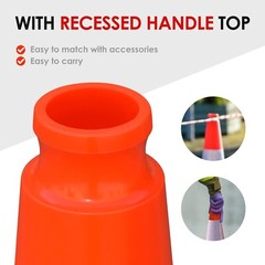 Orancl 12 – 36InchFlexible Black Base PVC Traffic Cone with Reflective Collar