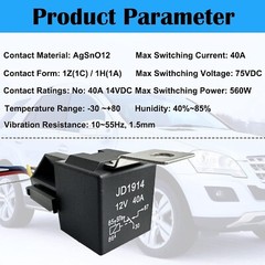 6* 5Pin Car Automotive SPDT Relay Switch Harness Socket Waterproof 40A 12V DC