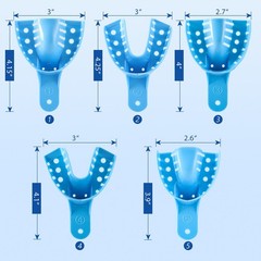 Bag of 12 Dental Impression Trays Plastic Perforated S/M/L Upper/Lower