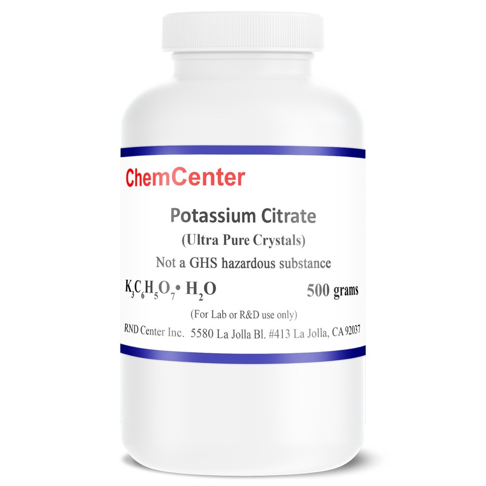Potassium Citrate, High Purity Crystals, 500 grams (1.1 lb.)