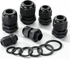 25/50 Pcs Nylon Cable Gland Waterproof Cable Connectors Black Cord Grip Plastic