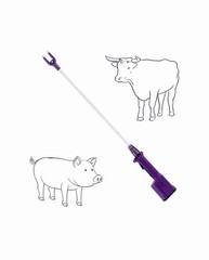 Purple Rechargeable Livestock Prod Waterproof Cattle prod with 33 1/2” Shaft