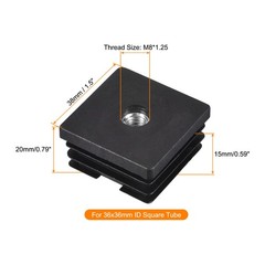 4Pcs 1.5″x1.5″ Caster Insert with Thread Square M8 Thread for Furniture
