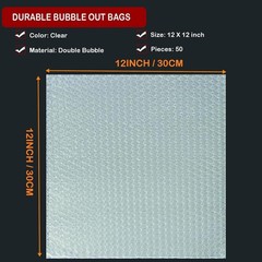 50 Pcs Bubble Pouches Wrap – 12’x12′ Clear Bubble Out Bags for Packing Fragil…