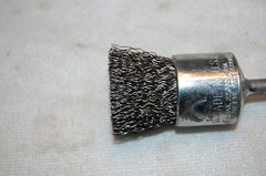 USA made 1-1/8″ Wire Crimp Brush 1/4″ Shaft 22,000 RPM’s