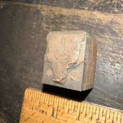 Print Block ( Smiling Face, Tribal Scene ) Copper Face