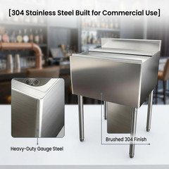 11×14in Stainless Steel Commercial Ice Bin w/Sliding Lid Drainage Ice Chest
