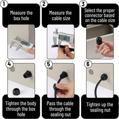 25/50 Pcs Nylon Cable Gland Waterproof Cable Connectors Black Cord Grip Plastic