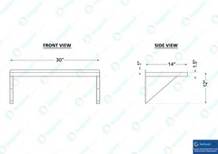 14 in. x 30 in. Stainless Steel Wall Shelf With Squared Edge