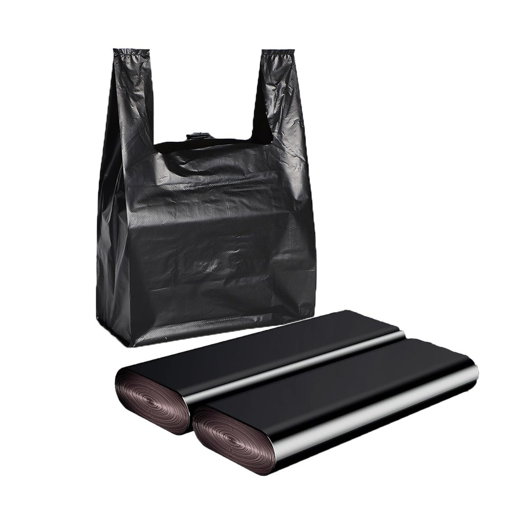 Heavy Duty Plastic Grocery Bags 100 Pack with Handles 12.6×6.5×21 Retail Bags