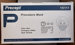 Precept 15111 Procedure Mask Level 1 Blue color Case of 10 Boxes DENTED