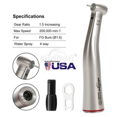 AbDent 1:5 Electric Fiber Optic LED Contra Angle Handpiece Red Ring USPS