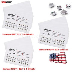 10-100Packs Ortho Metal Bracket Braces Standard Roth/MBT 022 3/345 Hooks ZX