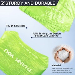 YoYoRain 100 Pack “Thank You” T-Shirt Bags – Green Plastic Shopping Bags with