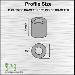 New Mild Steel Spacer Bushing 1″ OD x 1/2″ ID–Fits M12 or 1/2″ Bolts
