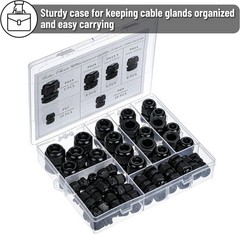 25/50 Pcs Nylon Cable Gland Waterproof Cable Connectors Black Cord Grip Plastic