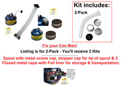 2pk EAGLE Rugged Gas Spout (high flow) w/ Metal Cap 1.50″ +2 Closed Storage caps
