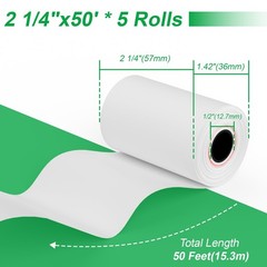 Thermal Paper Rolls 2.25 X 50 Ft, 5 Rolls Credit Card Paper Thermal 2 1/4″ X 50′