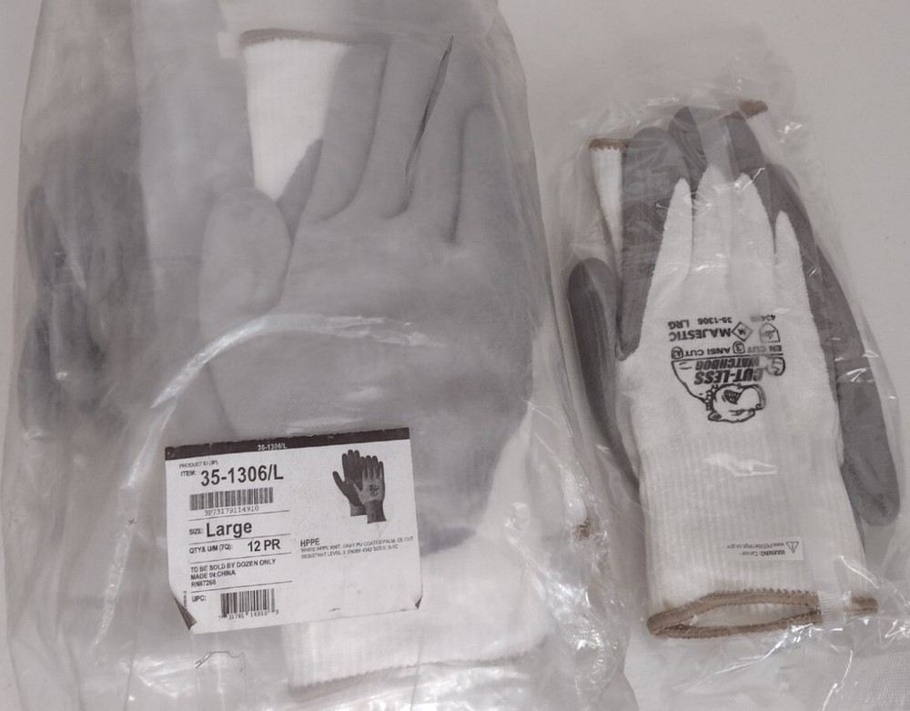 24 pcs 12 Pk NEW MAJESTIC Watchdog 35 1306 ANSI A2 Cut Resistant Gloves L Large
