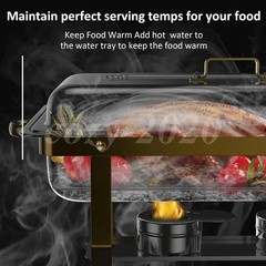 4 Pack Chafing Dish Buffet Set 9QT Stainless Steel Chafing Dishes Gold & Silver