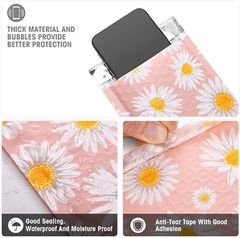 Poly Bubble Mailer 4×8″ 100pcs Padded Envelope Mailing Bags 4×7 Pink Daisy #000