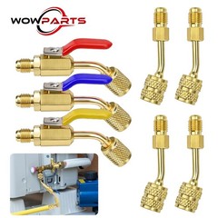 7Pcs AC Refrigerant Ball Valve Kit 1/4″ 5/16″ Adapter R410A R12 Mini Split HVAC