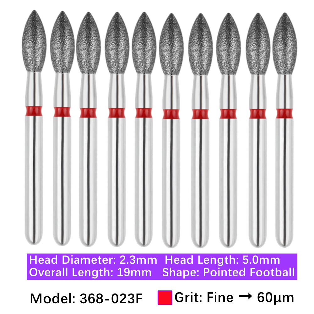10/pk Vakker Dental Football FG Diamond Burs 368-023F Fine Grit