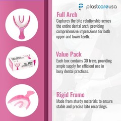 30 Count Pink Dental Bite Trays for Accurate Impressions by PlastCare USA