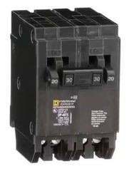 Square D Homeline HOMT2020230 Tandem (Quad) Circuit Breaker 2- 20 1 &30 Amp New