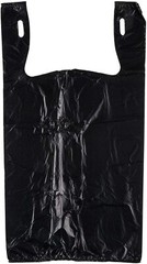 0.67 Mil Medium Duty Black T-Shirt Bags 1/6 Large 21×6.5×11.5 1000 or 2000