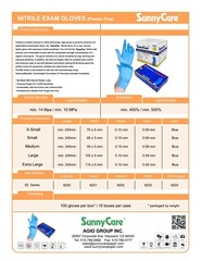 1000 SunnyCare #8201 Nitrile Exam Gloves Chemo-Rated (Powder Free Vinyl Latex) S