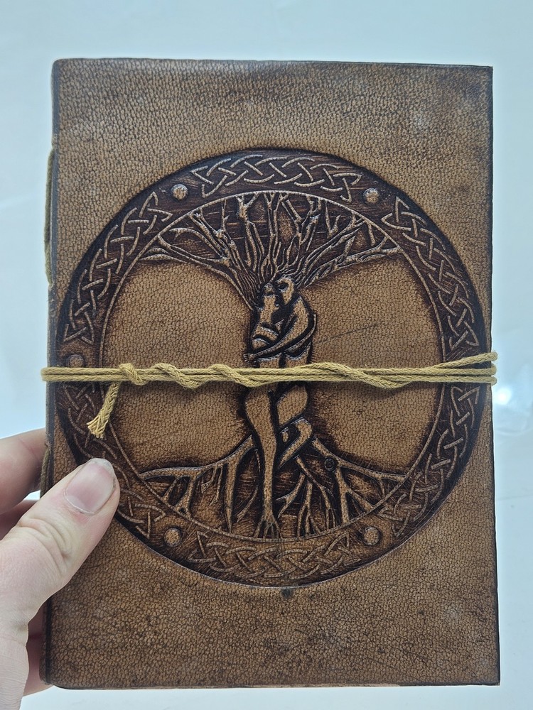 Handmade Leather Journal Celtic Tree of Life Embossed Valentine’s Gift Love